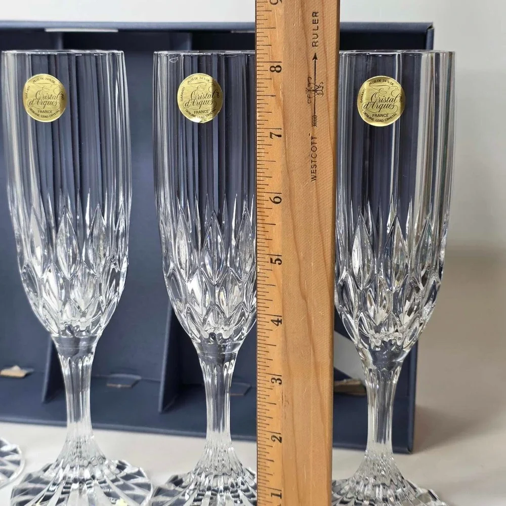 Cristal d'Arques Bretagne Crystal Champagne Flutes 8 1/8